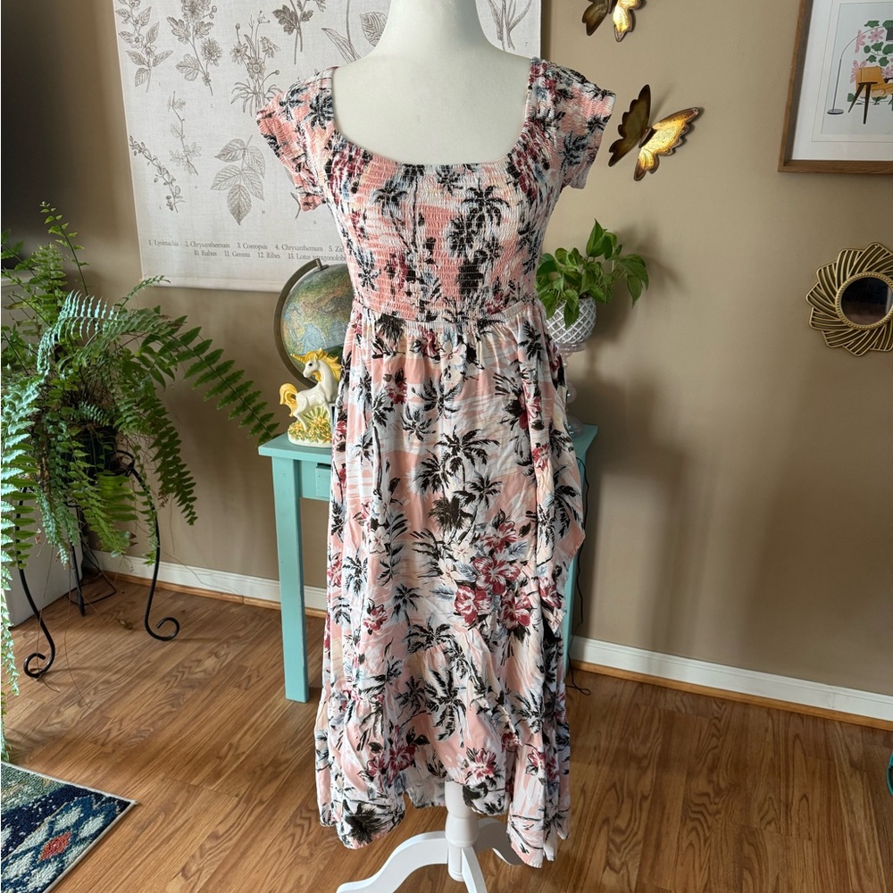 Torrid Pink and Black Floral Dress plus Sz 0